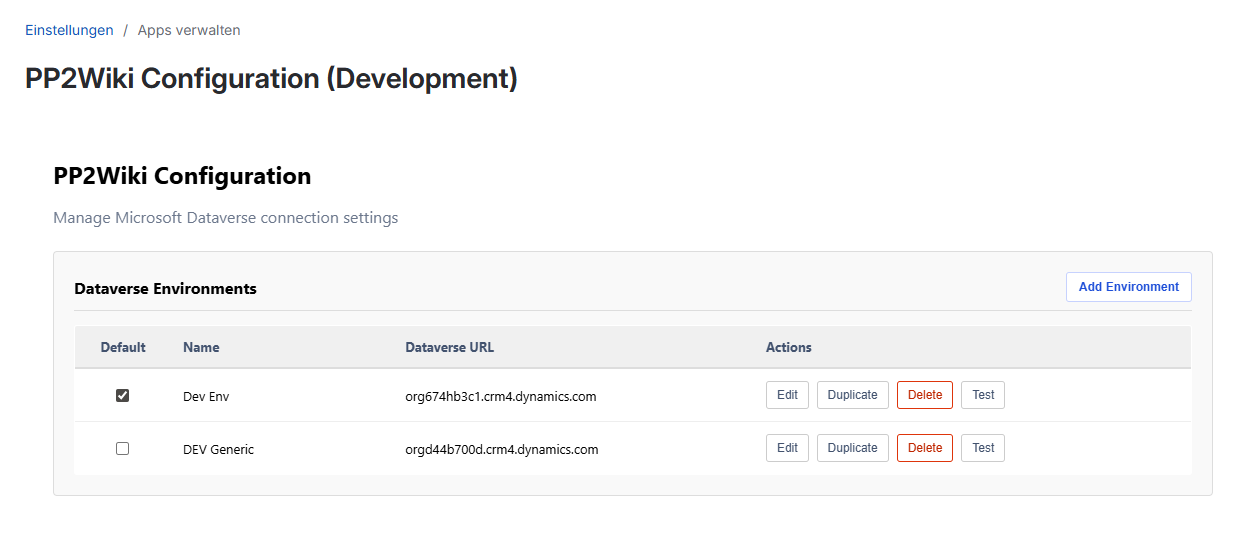 Screenshot: Confluence Settings menu with PP2Wiki app configuration option